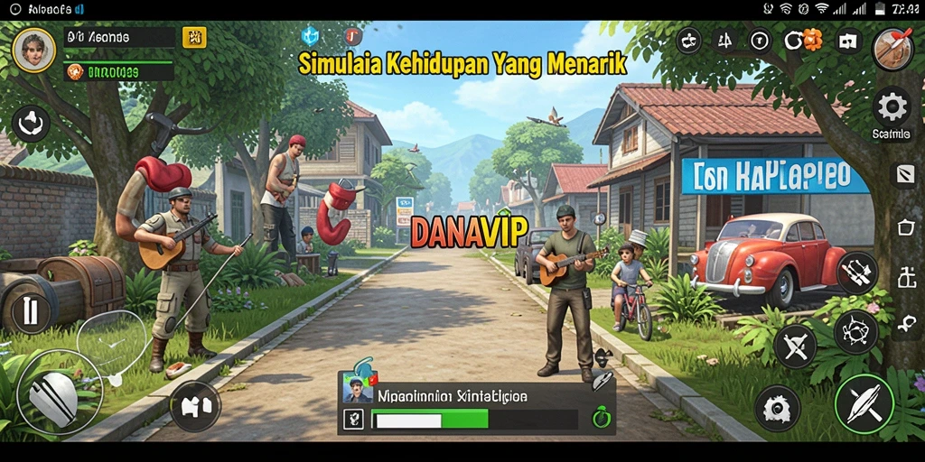 Tampilan gameplay menarik dari DANAVIP dengan berbagai aktivitas dan interaksi.