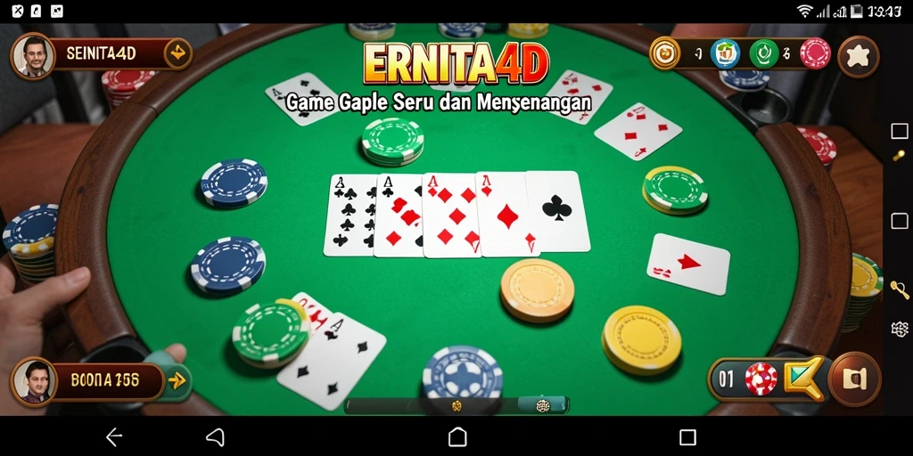 Tampilan gameplay seru ERNITA4D dalam permainan Gaple.