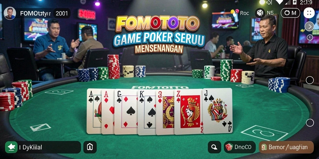 Screenshot FOMOTOTO menampilkan pemain menikmati permainan Poker yang seru.