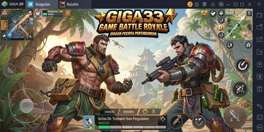 Tampilan gameplay GIGA33 dalam pertarungan Battle Royale yang mendebarkan.