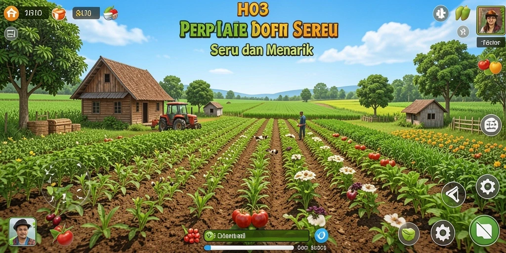 Tangkapan layar gameplay H03 menampilkan keseruan bercocok tanam.
