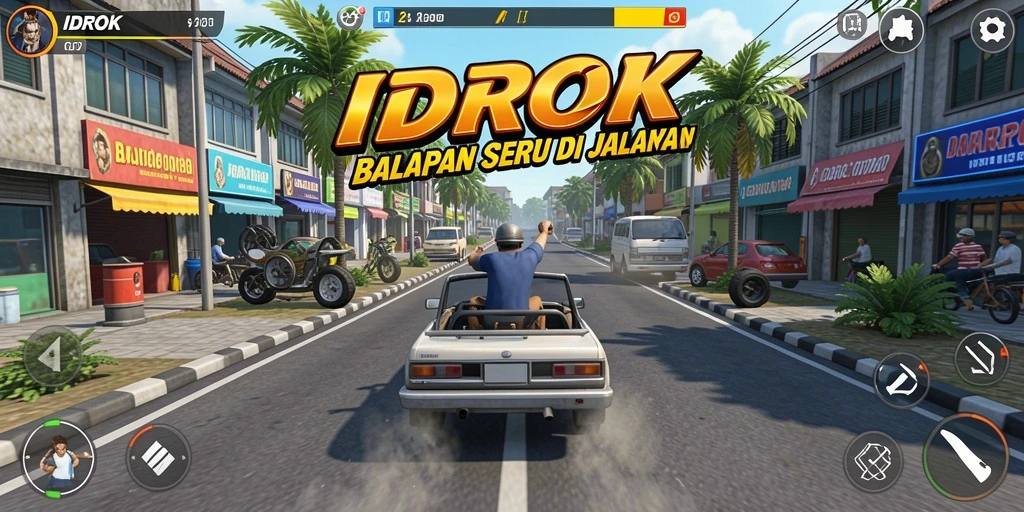 Tampilan gameplay balapan seru di IDROK.