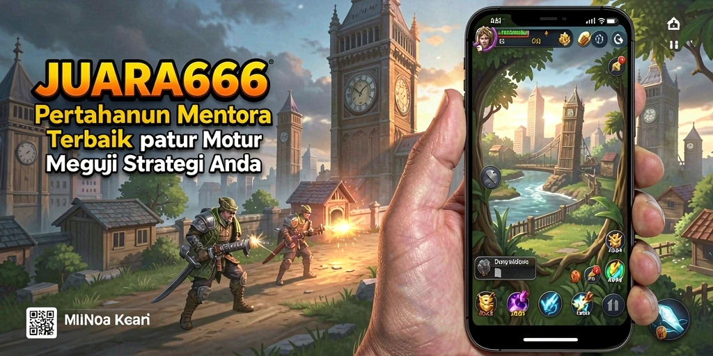 Tampilan gameplay JUARA666 dengan menara bertahan dari gelombang musuh.