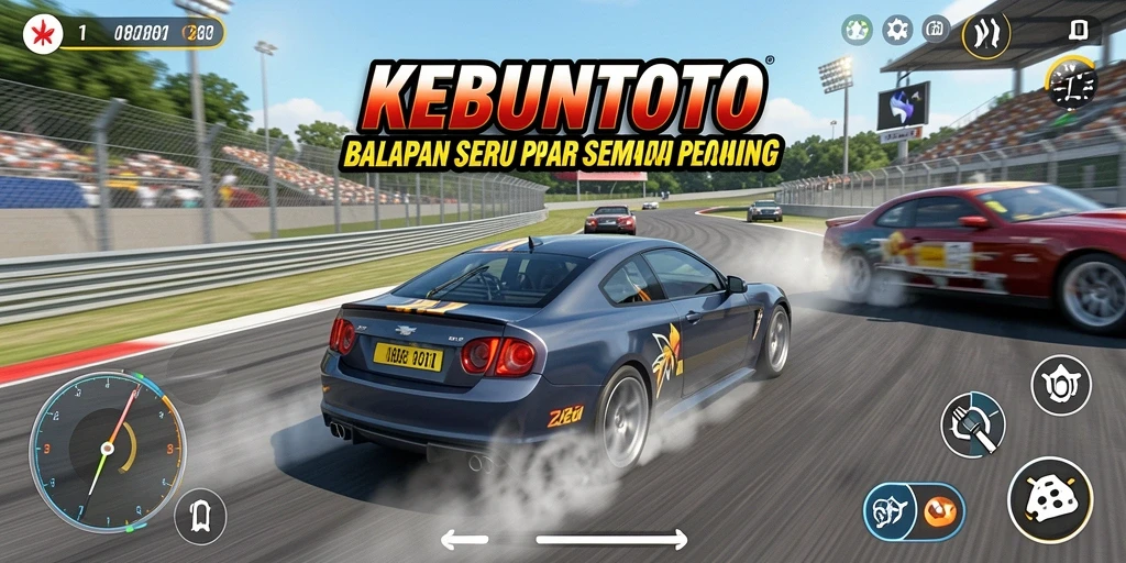 Tampilan utama gameplay KEBUNTOTO penuh aksi balapan yang mendebarkan.