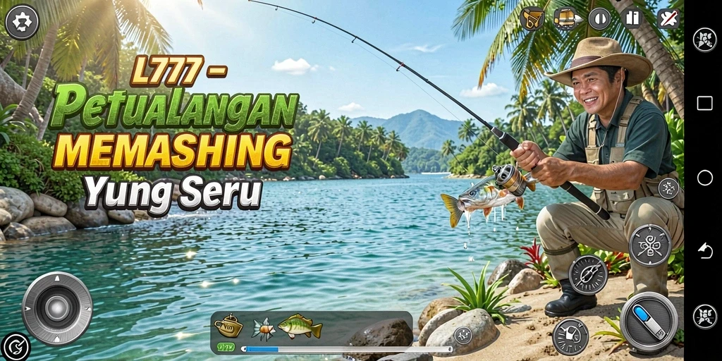 Tampilan gameplay L777 dengan suasana memancing yang realistis.