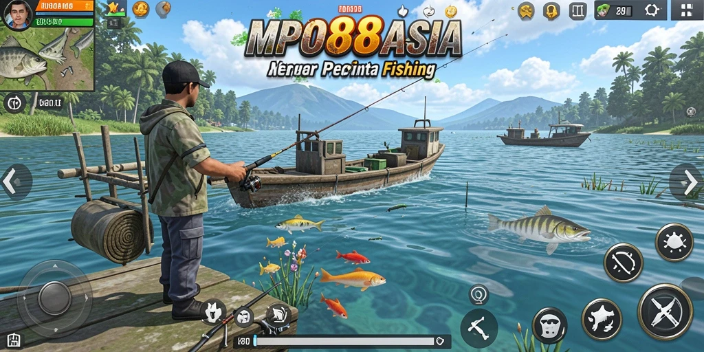 Tampilan gameplay MPO88ASIA dengan suasana memancing yang menenangkan.