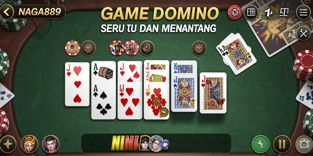 Screenshot utama NAGA889 menampilkan gameplay seru permainan Domino.