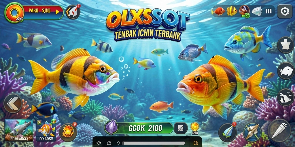 Gameplay seru Tembak Ikan di OLXSLOT dengan berbagai ikan dan senjata.