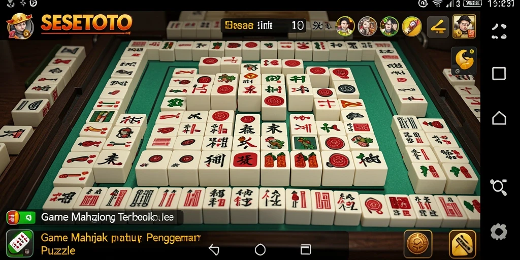 Tampilan gameplay SESETOTO dengan ubin Mahjong yang berwarna-warni.