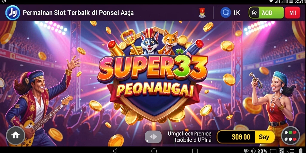 Tampilan gameplay yang menarik dari SUPER33 saat memutar gulungan slot.